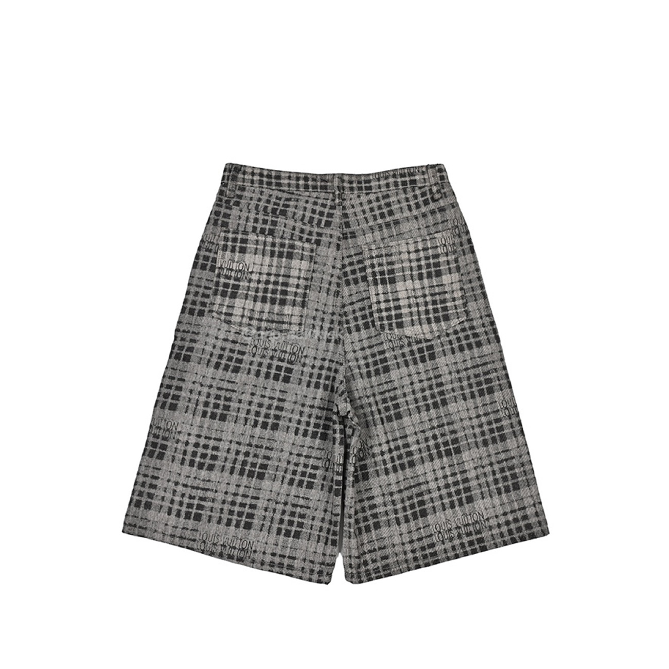 Louis Vuitton 1v 24ss Grey Checkerboard Printed Denim Shorts (5) - newkick.org